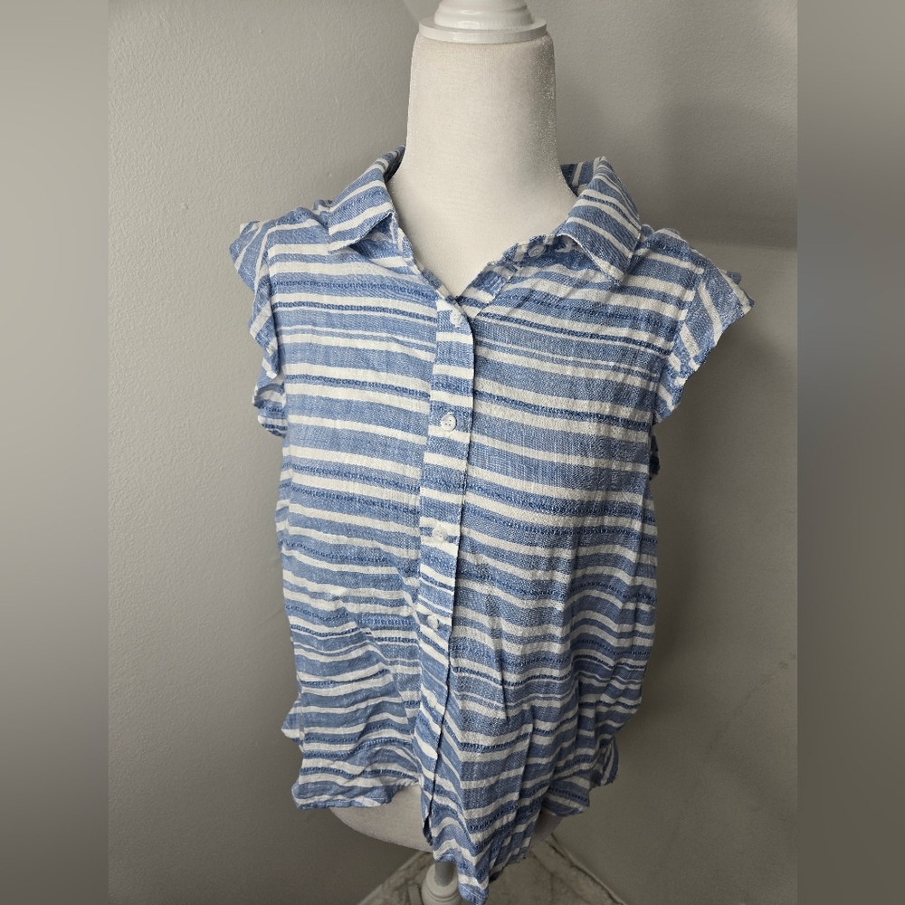 Cloth And Stone By Anthropologie Blue and White Striped Women's Top